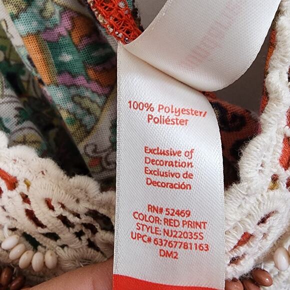 Whimsical Boho-Chic Top Juniors Sz XL (15-17) Beaded Free Spirits Patchwork - Picture 8 of 16